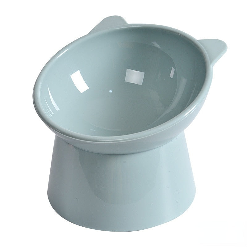 Pet Food and Water Bowl Raised and Tilted for Neck Protection and Spinal Alignment in Cats