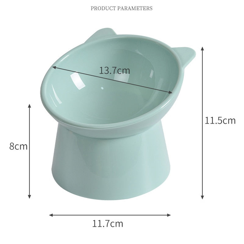 Pet Food and Water Bowl Raised and Tilted for Neck Protection and Spinal Alignment in Cats